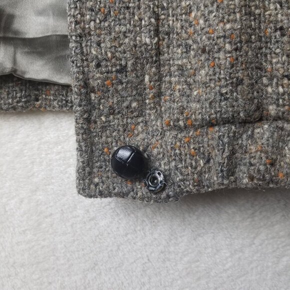 Vintage Larry Levine heather tweed bomber jacket button pockets women's 10-12 - Picture 8 of 16